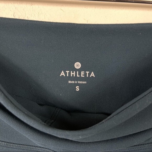 Athleta Cobra Tight Leggings Ankle Crop Criss Cross Cutout Abyss Teal S 158847 - Picture 9 of 16